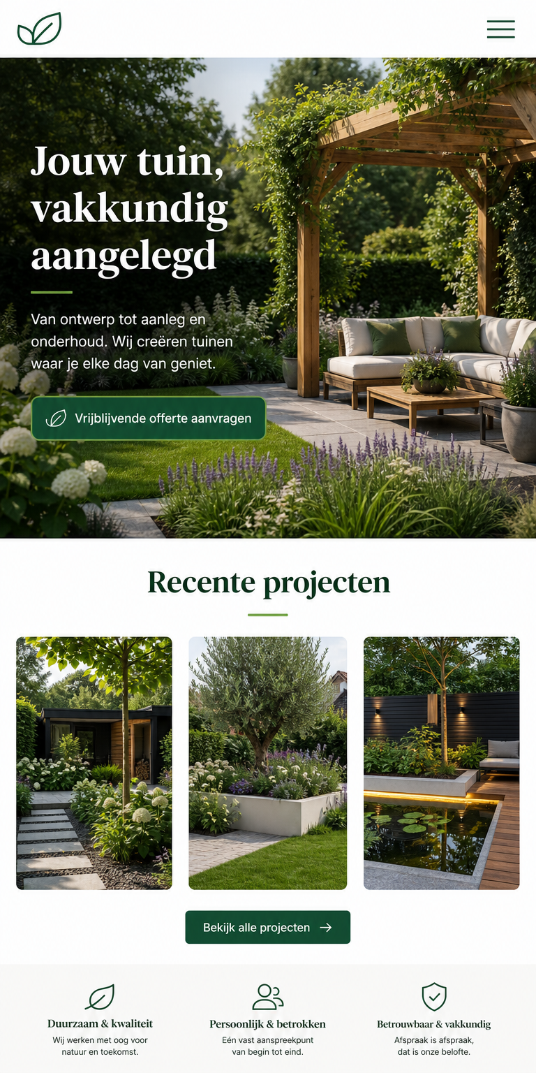 Screenshot voorbeeld hovenier